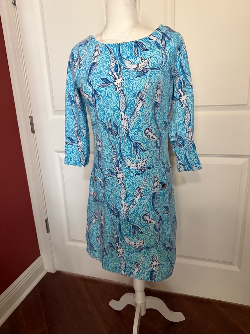 Lily Pulitzer BluePatterned Women's Mermaid Shift Dress Small